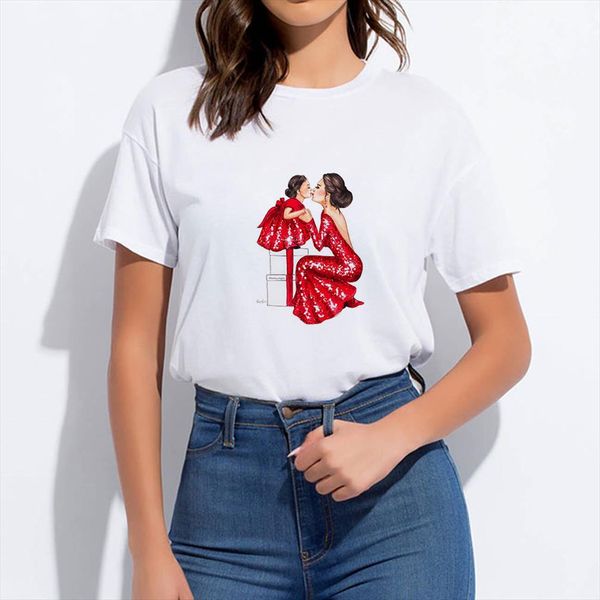 

super mom round collar tshirt pop harajuku trendy hipster punk kawaii t shirt oversize vogue spring summer hip hop cute t shirt, White