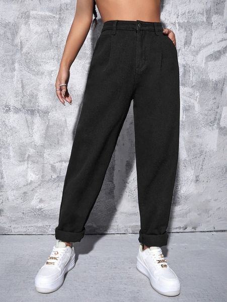 

high waist mom jeans h43l#, Blue