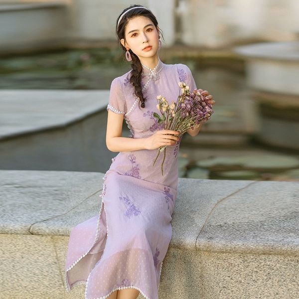 

2020 french purple cheongsam young cute sweet fairy girl 2020 french purple dress dresscheongsam dressyoung cute sweet dress fairy girl g0h5, Black;gray
