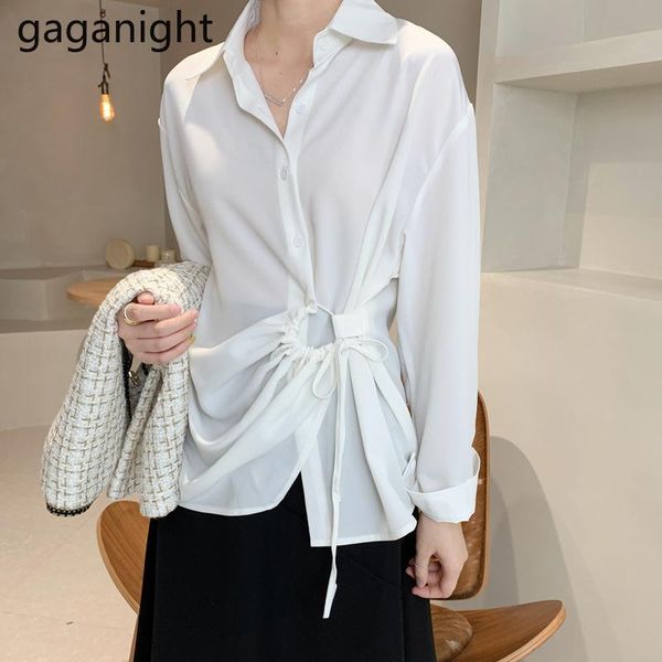 

women's blouses & shirts gaganight fashion women shirt solid long sleeve chic korean blouse office lady elegant casual plus size blusa, White