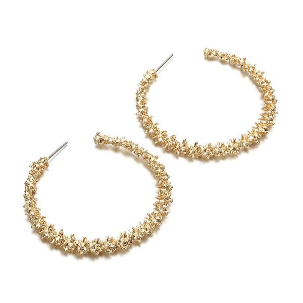 

1pair metal gold sliver color exaggerate irregular big hoop round earrings for women eardrop female wedding fashion jewelry, Golden;silver