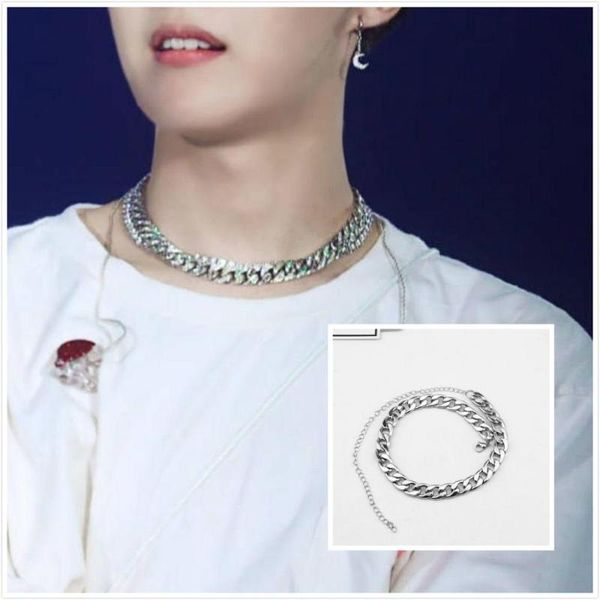 

pendant necklaces punk stainless steel mens necklace chain s for men women hip hop man male figaro chains, Silver