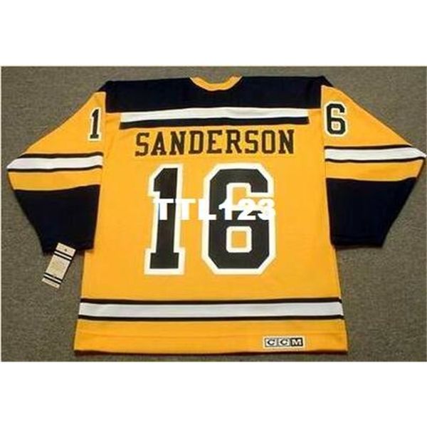 

mens #16 derek sanderson boston bruins 1960's ccm vintage retro hockey jersey or custom any name or number retro jersey, Black