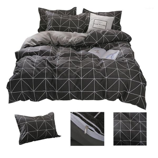 

luxury bedding sets king  double single size plaid bed linens cotton sheet lattice design duvet cover set black1