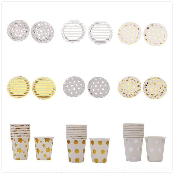 

ck6tt 2020 bronzing and silver ironing disposable cup bronzing 2020 plate and silver ironing tableware disposable paper cup paper plate part