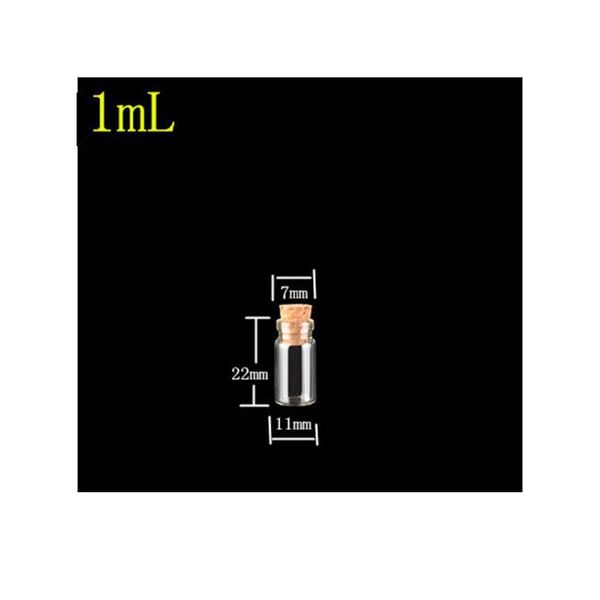 

11*22*7mm 1ml mini transparent clear glass bottles with cork empty glass vials jars wishes bottles 10 jllvpt