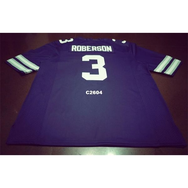 

2604 purple white #3 eli roberson kansas state wildcats alumni college jersey s-4xlor custom any name or number jersey, Black
