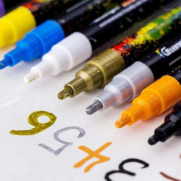 

gift sets 12colors/set 0.2mm acrylic paint marker pen for ceramic rock glass porcelain mug wood fabric canvas painting art supplies1