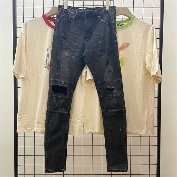 

men's ins men's jeans high street fashion slim fit black jeans trendy casual pants, Blue