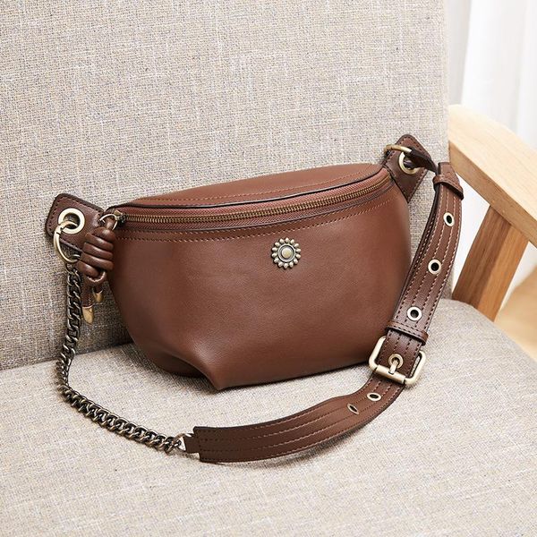 

messenger bag leather 2020 new chest bag trend korean female cowhide shoulder women fashion waist