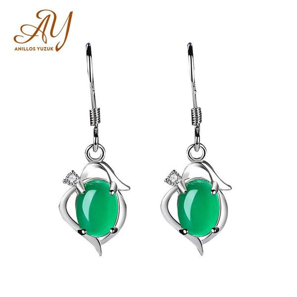 

Anillos Yuzuk Vintage 925 Sterling Silver Green Chalcedony Emerald Gemstone Drop Dangle Cocktail Earrings Fine Jewelry Wholesale