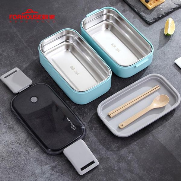 

2layer lunch box 304 stainless stee food storage container bento with spoons chopsticks for kids children school sqcxop