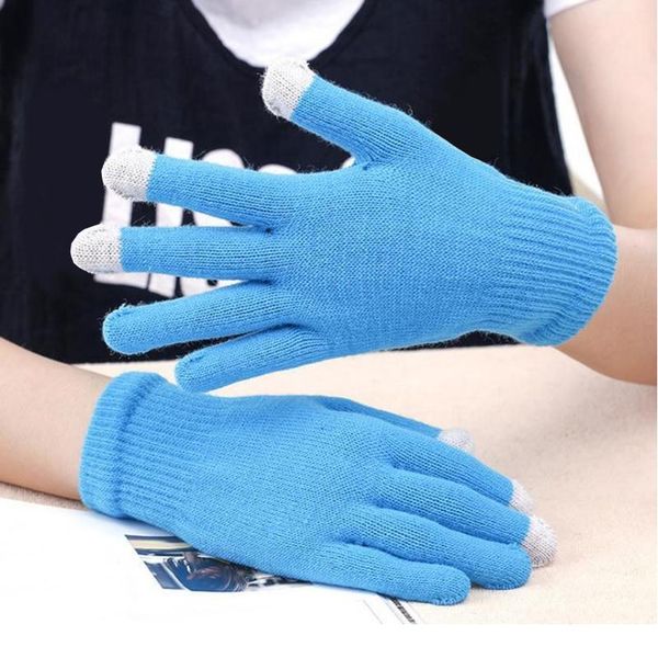 

women men touch screen winter wrist gloves warm mittens solid color cotton warmer smartphones driving glove luva sqcicu, Black