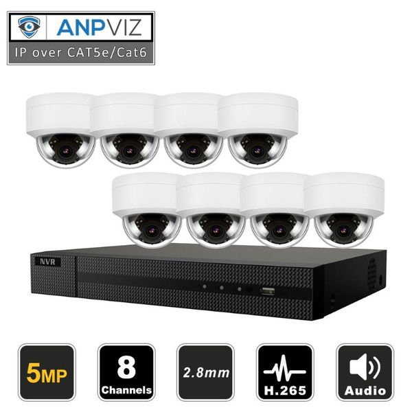 

wireless camera kits anpviz 8ch h.265+ nvr 5mp outdoor security poe ip dome cctv system kit audio record video surveillance