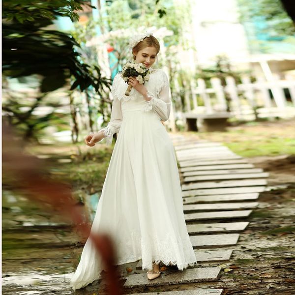 

2021 new long sleeves high lace from vintage wedding novice robes mari e formal dress dressed as a 0kvx, Blue;red