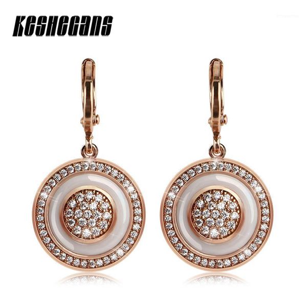 

vintage fashion drop earrings for women black white ceramic with shining crystal rose gold color copper party jewelry gifts1, Silver