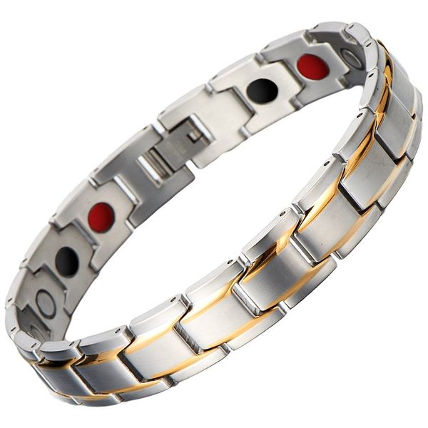 

bio magnetic bracelet, auniquestyle men's health bracelets & bangles magnetic 316l stainless steel charm bracelet jewelry for women, Golden;silver