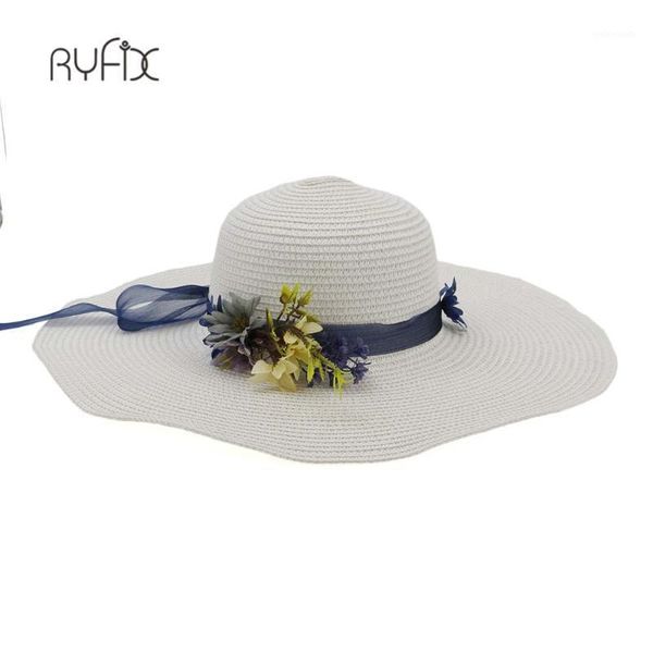

wide brim hats sun hat big beach handmade floral straw cap girls summer women chapeu ha1921, Blue;gray