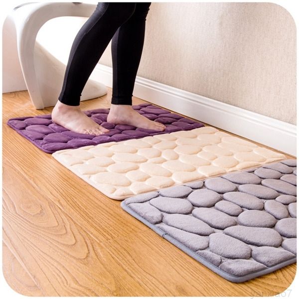 

coral fleece memory foam rug kit toilet pattern bath non-slip floor carpet set mattress bathroom mats