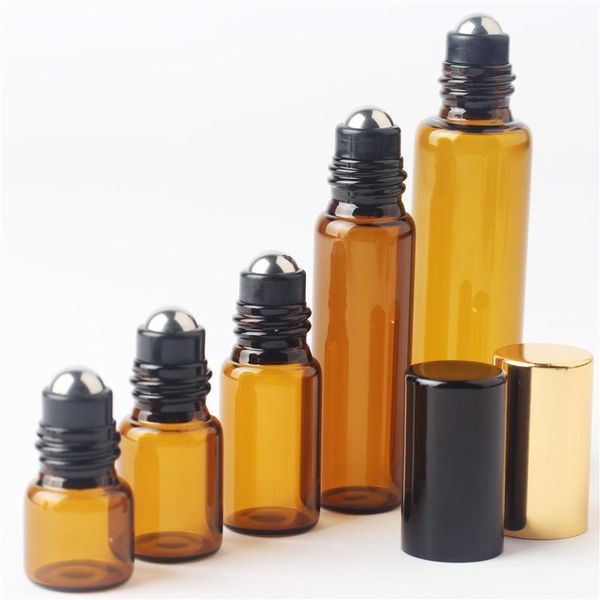 

storage bottles & jars 5pcs 1ml 2ml 3ml 5ml10ml amber glass roll on bottle mini cosmetic lip gloss essential oil essence filling packaging c