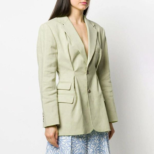 

women's suits & blazers european fashion brand design sense 2021 autumn chic waist fold pocket decoration v-neck small suit jacket fema, White;black