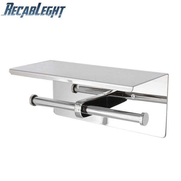 

recableght stainless steel toilet paper wall mount double roll phone tissue holder rack bathroom accessories
