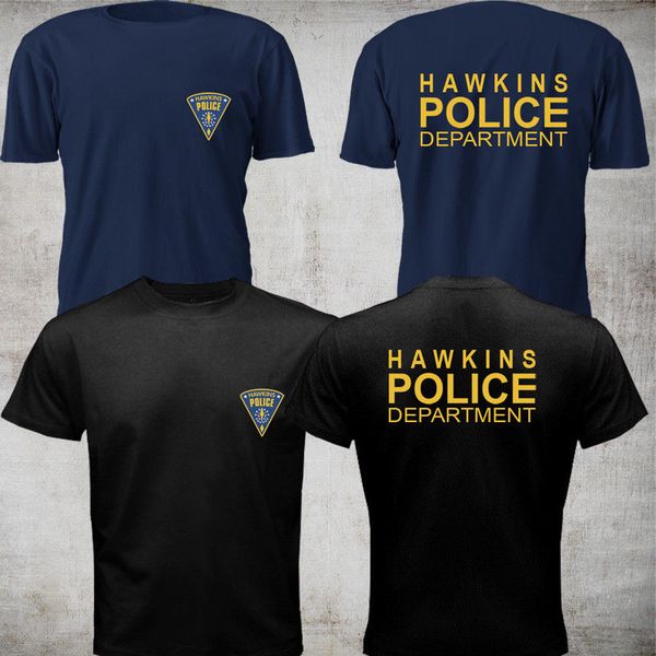 

sport tshirt brand 2019 male short sleeve new hawkins police department gift t shirt 2 sides print