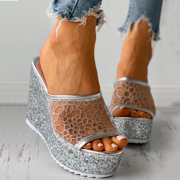 

designer shoes wedge slides wedge slides summer fashion womens sandals ladies wedge platform slippers casual peep toe slip on s, Black