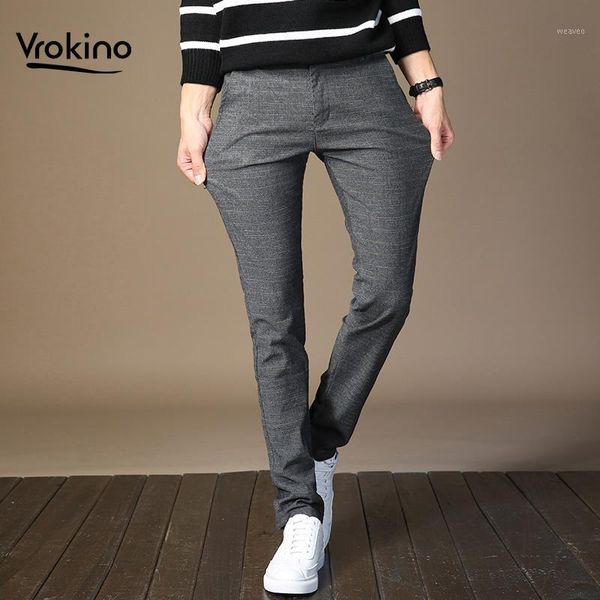 

2020new inventory in stylish men's casual slim trousers men's stretch slim slacks black grey blue track pants1