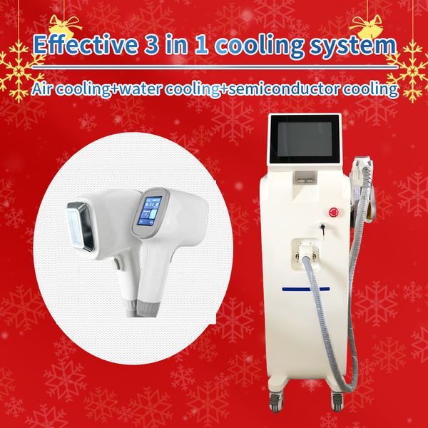 

powerful handle 808nm/1064nm/755nm diode laser painless&professional hair removal germany imported bars with tec cooling beauty machine, Black