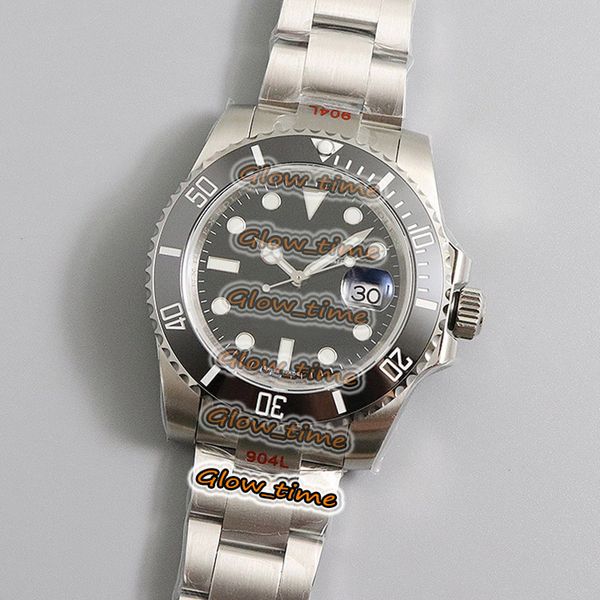 

v9 version black ceramic bezel sa3135 automatic 116610 blue hairspring mens watch black date dial 904l steel case bracelet luxry watche, Slivery;brown
