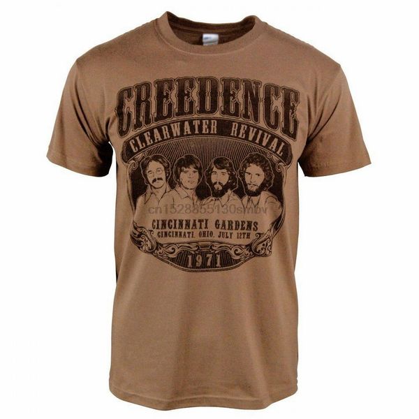 

mens retro creedence clearwater revival 1971 rock t-shirt brown ccr new printed plus size tee shirt sport hooded sweatshirt hoodie