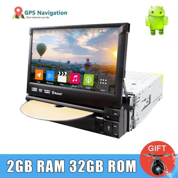 

retractable 7" 1din android 9.1 car radio multimedia video player gps navigation autoradio stereo mp5 player head unit1