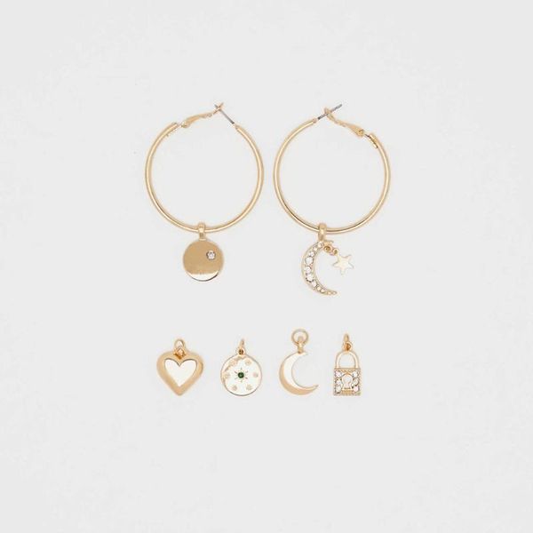 

stylish star moon space universe planet ear hoop hook stud drop dangle earrings for women pendant jewelry accessories gift, Golden;silver