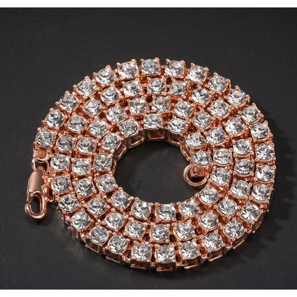 

mens diamond iced out tennis chain hip hop jewelry necklace silver rose gold cha sqcaxr dh_seller2010, Black