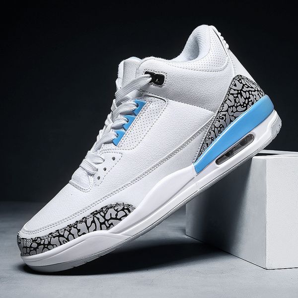 

shoes men's retro basketball 3 mid basketball sneakers men white cushioning zapatillas baloncesto basket homme, Black
