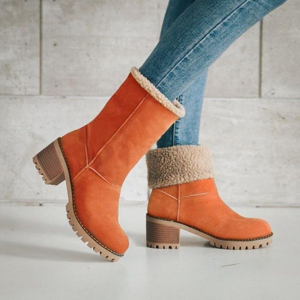 

heidsy new arrival women's thick heel plus size ankle boots european american autumn winter fur warm boots flanging martin, Black