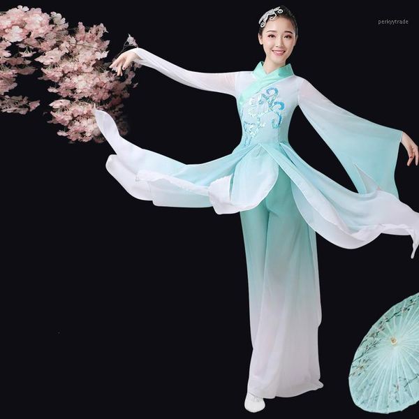 

stage wear women modern chinese fan dance costume female umbrella dancewear lady elegance performance national outfit yangko 901, Black;red