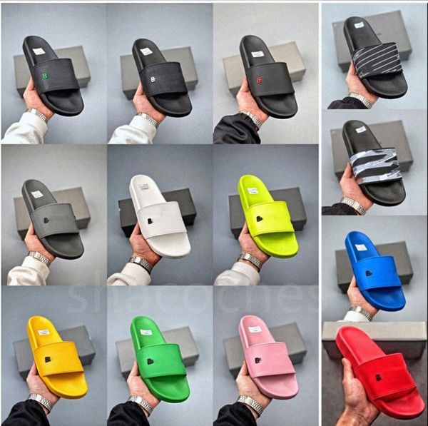 

new paris sliders mens womens summer sandals beach slippers ladies flip flops loafers black outdoor home slides chaussures shoes size 36-45