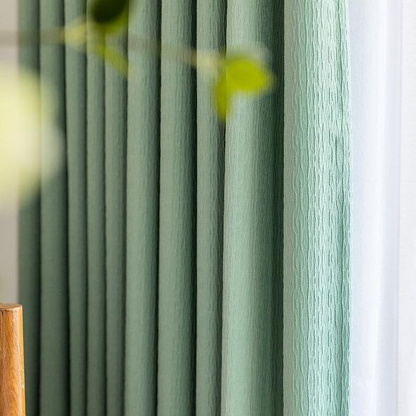 

custom curtain nordic livingroom simplicity green chenille embossing splicing shading bedroom thick blackout curtain drape m8821
