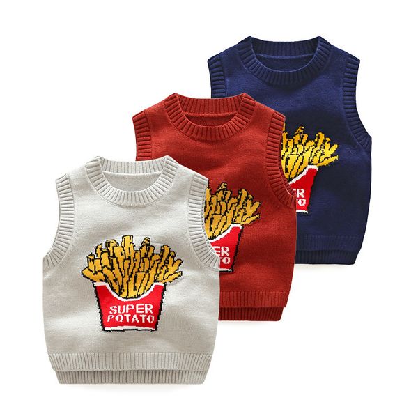 

autumn new kids vest boy girl print french fries pattern sleeveless sweater baby toddler fashion warm children's clothing 201106, Camo