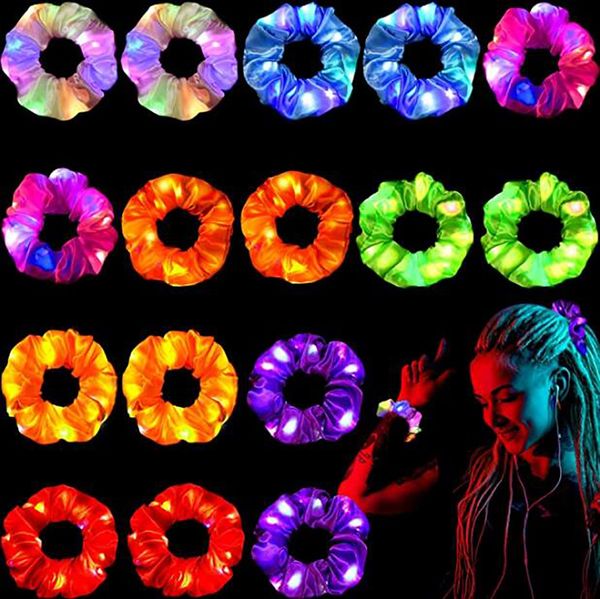 

new halloween light glow elastic hair bands christmas silk scrunchies for women girls hair rope ponytail holder hair accessories