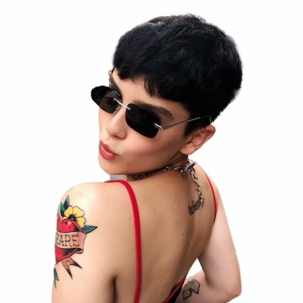 

human hair brazilian wigs with bangs pixie cut wigs for black women natural looking short full machine made wig, Black;brown