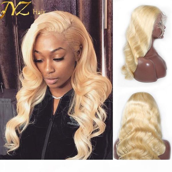 

613 blonde body wave lace front human hair wigs for white women malaysian virgin hair full lace wigs with baby hair natural hairline, Black;brown