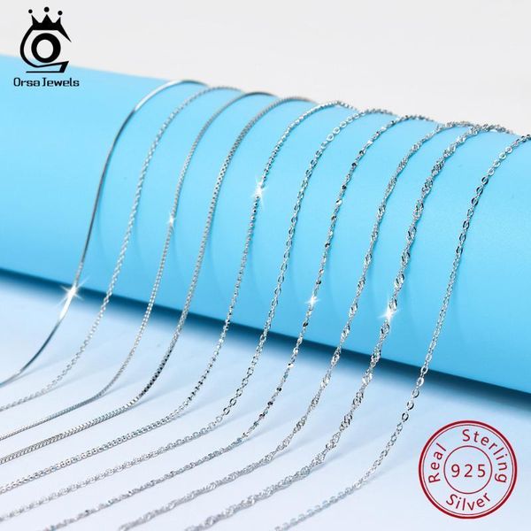 

orsa jewels real silver 925 necklace chain initial link 16-24 inches twisted box snake chain women men necklaces sc061