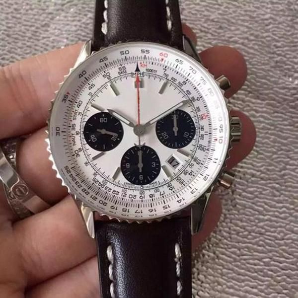 

new luxury man b01 watches 43mm leather steel belt quartz mechanical movement full navitimer working watch designer wristwatch ol8n#, Slivery;brown