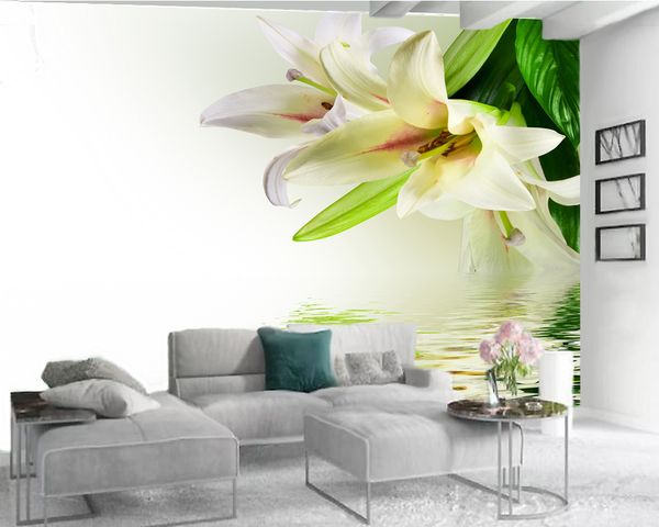 3D-Wandbild, Tapete, moderne Heimdekoration, exquisite Lilien auf dem Wasser, individuelle Inneneinrichtung, Schlafzimmer, Wohnzimmer, luxuriöse Wandverkleidung