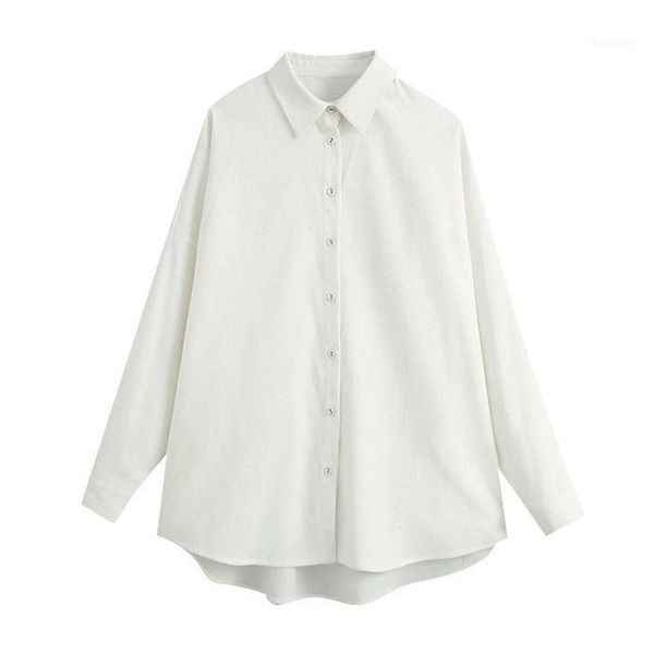 

women 2020 fashion super blouse retro long sleeve buttoned loose blouse1, White