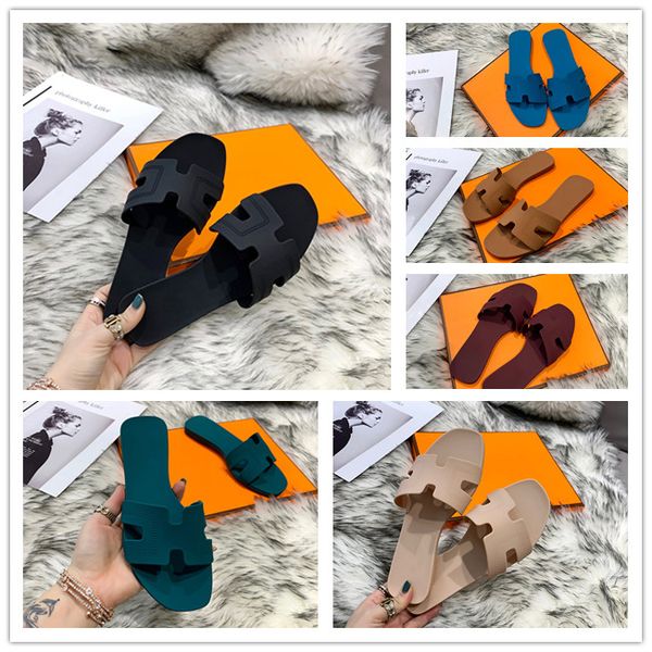 

classic women's slippers luxury summer beach slippers designer flat shoes l bathroom slippers size 35-41 with box, Black