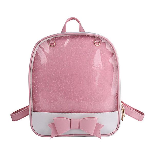 

women backpack transparent cute bow bags for school mini pink black schoolbags
